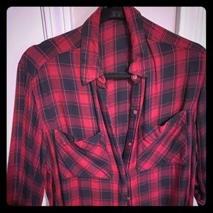 Burgundy Plaid Flannel Button-Down🍂🍁🍂